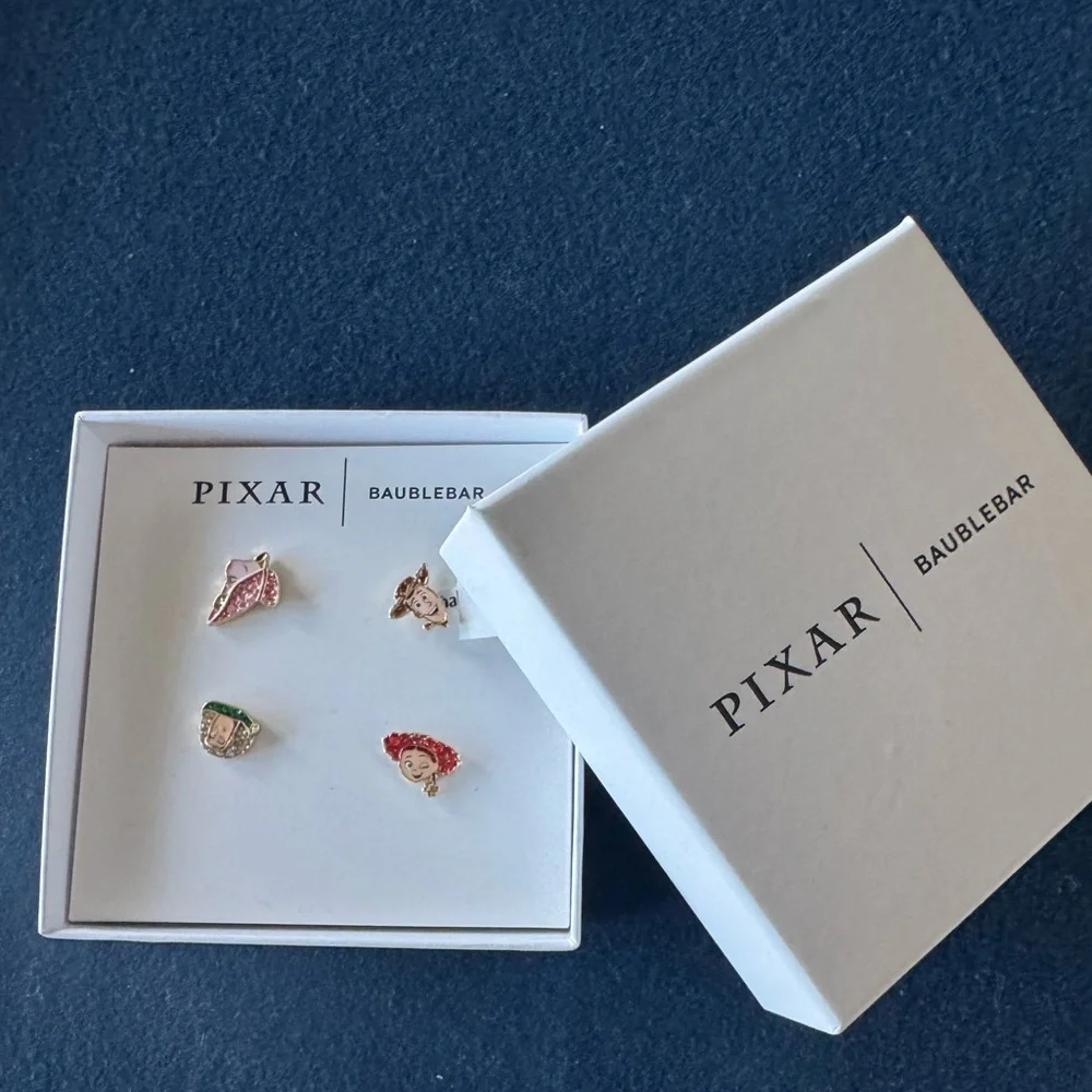 BaubleBar x Disney Pixar collab Toy Story earrings-Pink, Red, Green, Gold-so FUN